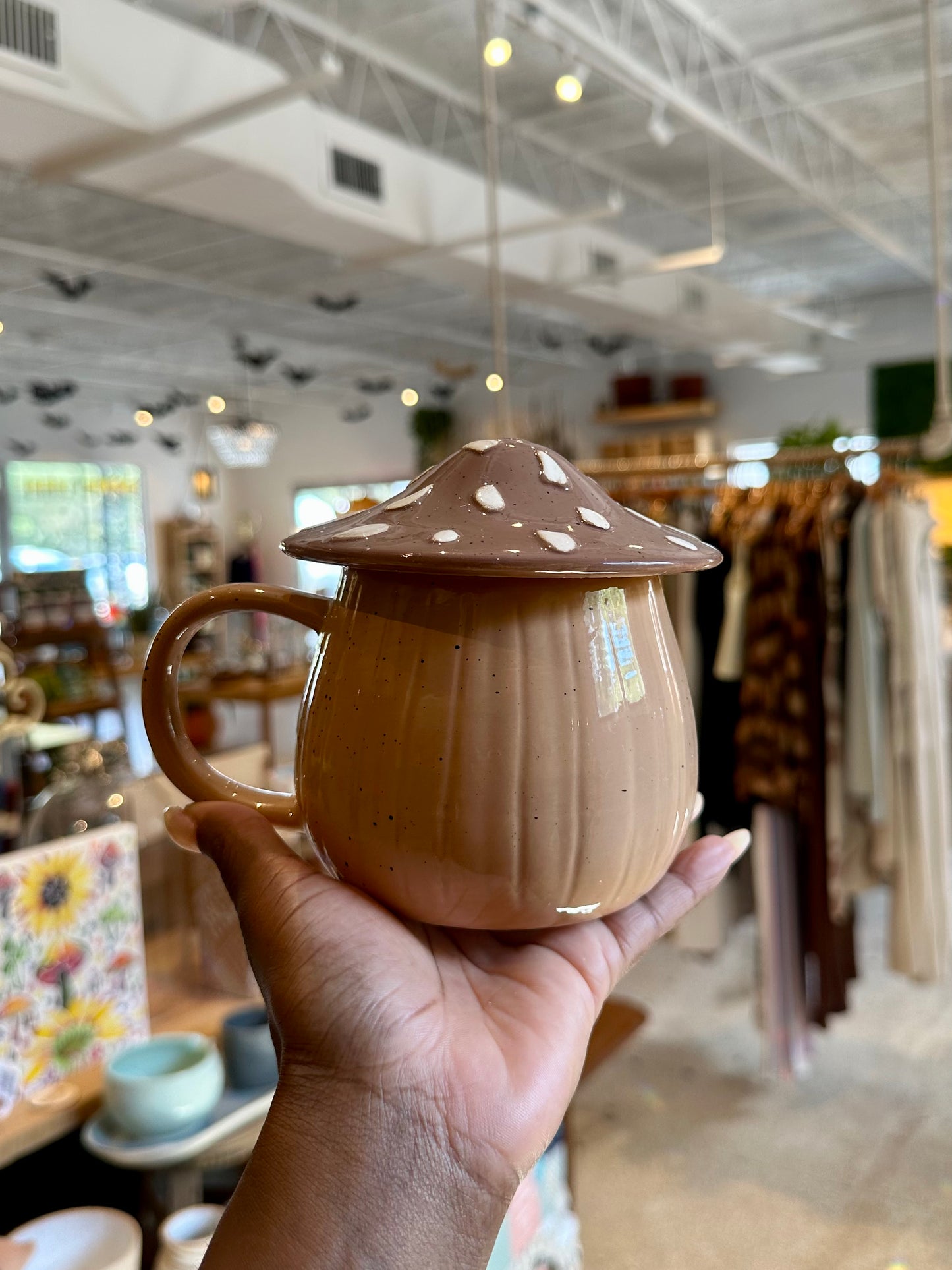 Ceramic Mushroom Mug with Lid