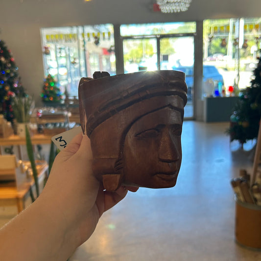 Hand Carved Philippines Woman Face Mug