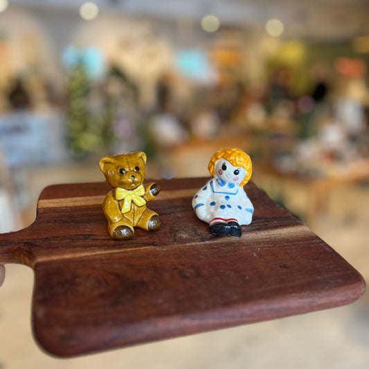 (Pair) Teddy Bear / Doll Christmas S&P Shakers