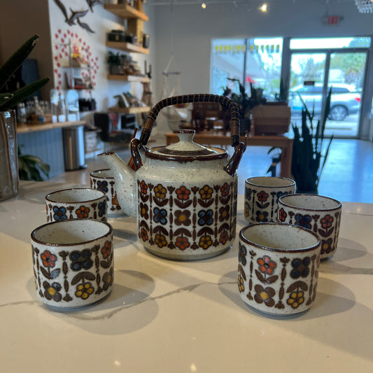 (Set) Otagiri Stoneware Flower Tea Set