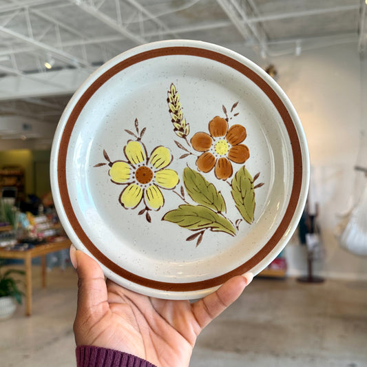 Vintage Floral Stoneware Plate