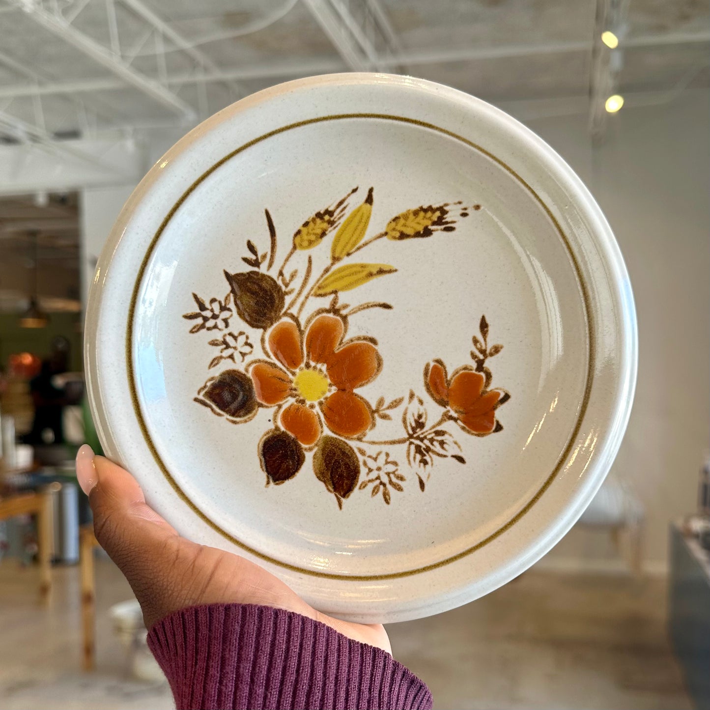 Vintage Floral Stoneware Plate