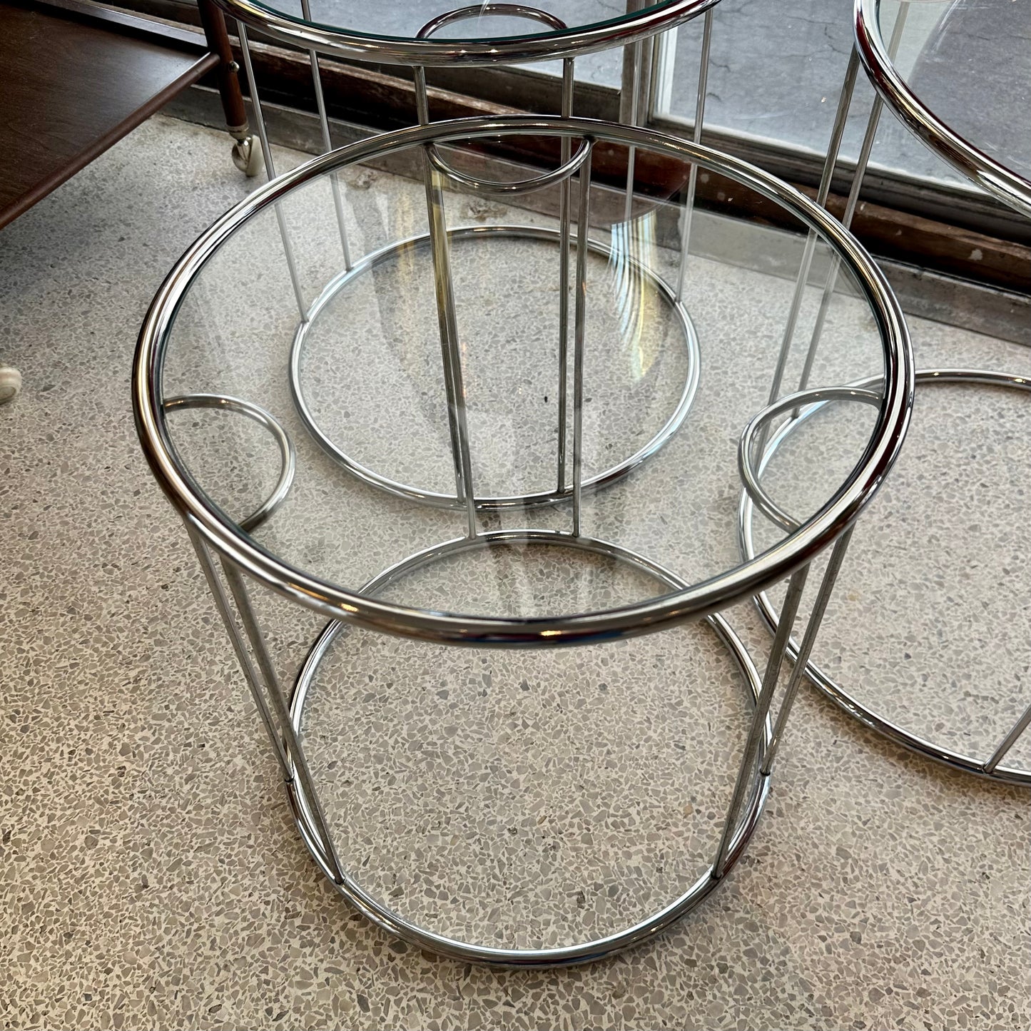 (3) 1970’s Chrome Milo Baughman Style Nesting Tables