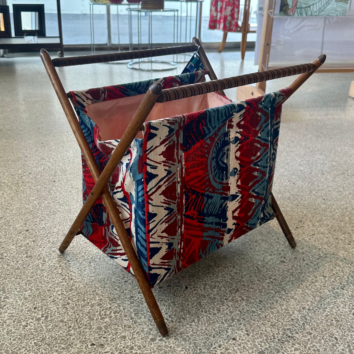 Vintage Patterned Knitting Basket