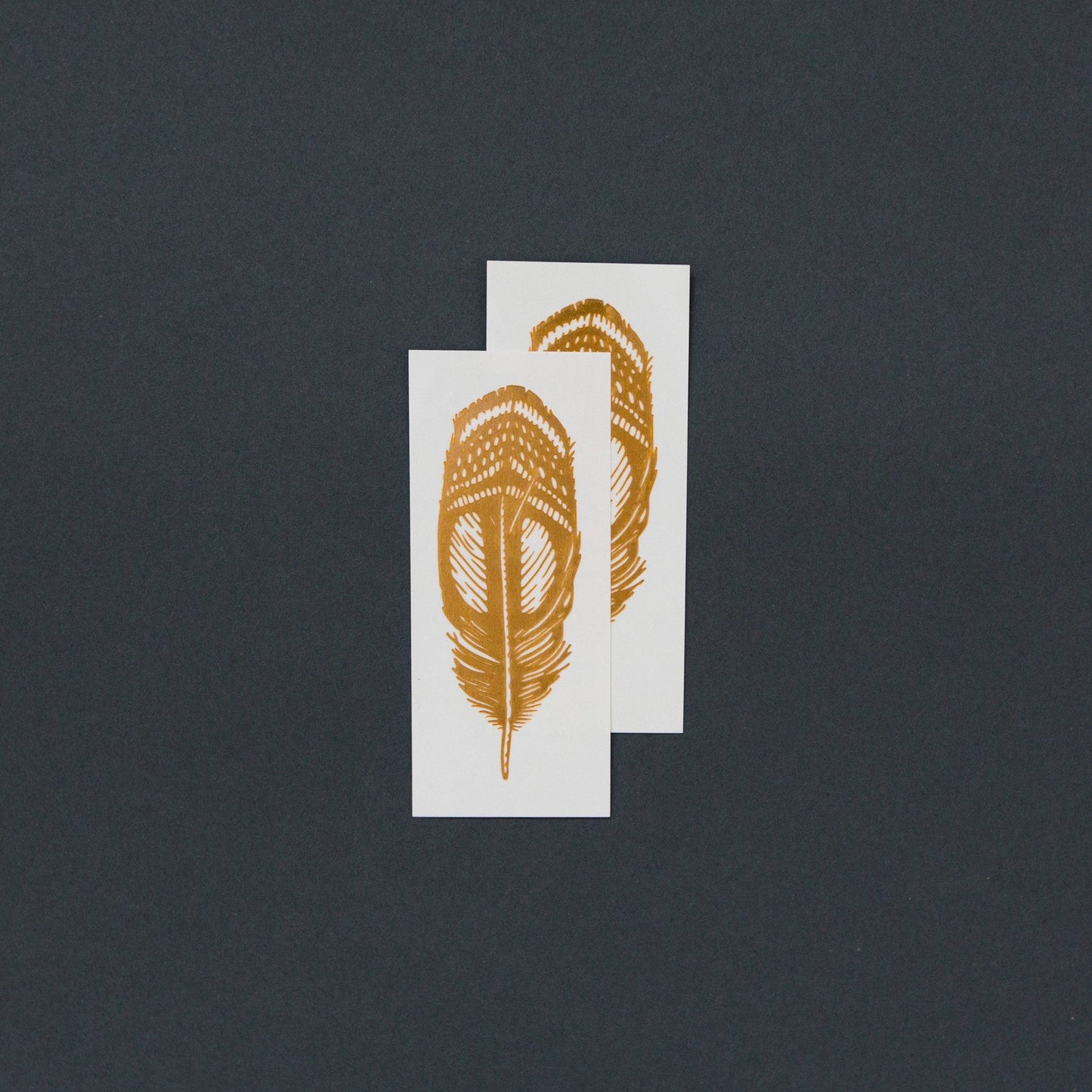 Quail Feather (Gold) Tattoo Pair