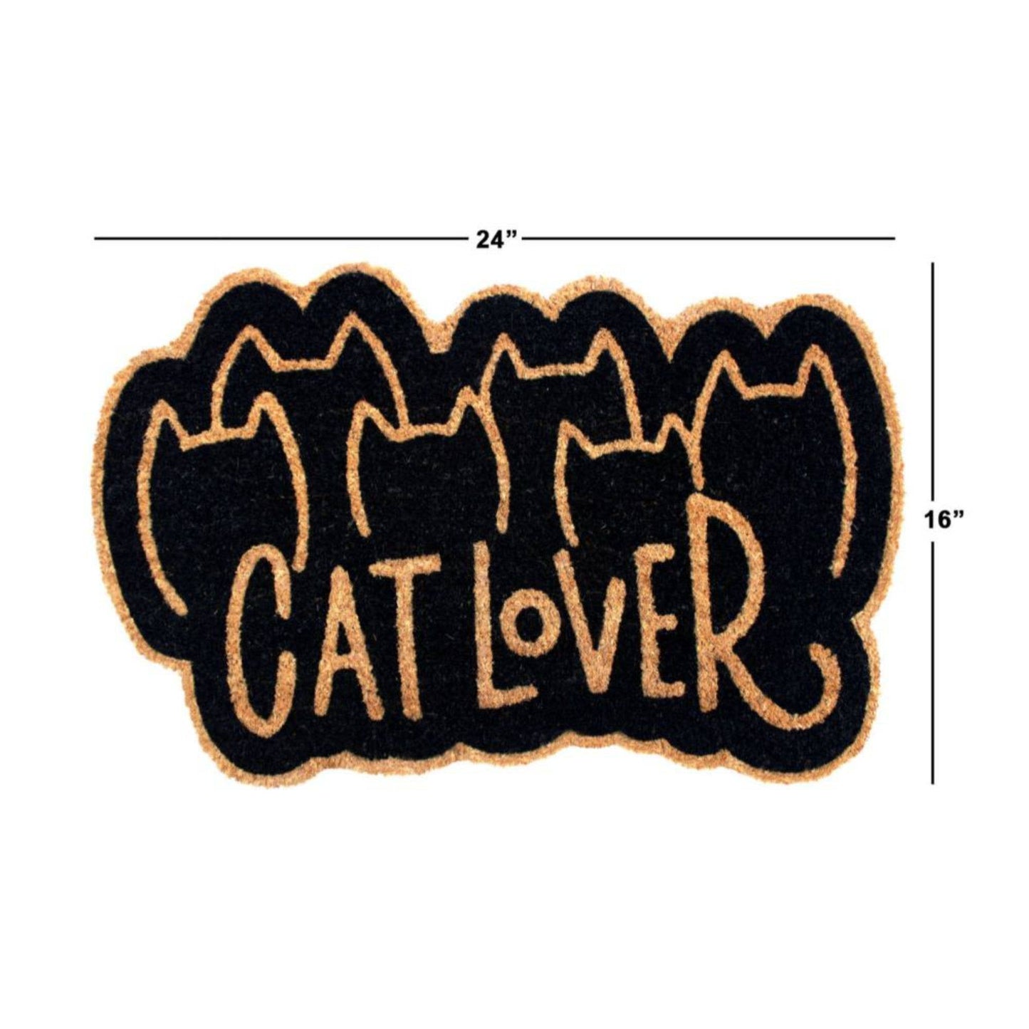 Black Cat Lover Coir Doormat, 16" x 24"