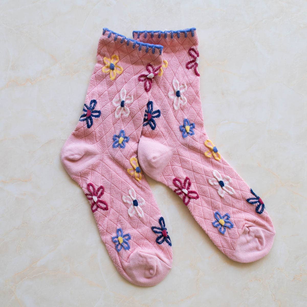 Vintage Floral Socks: Mocha Brown