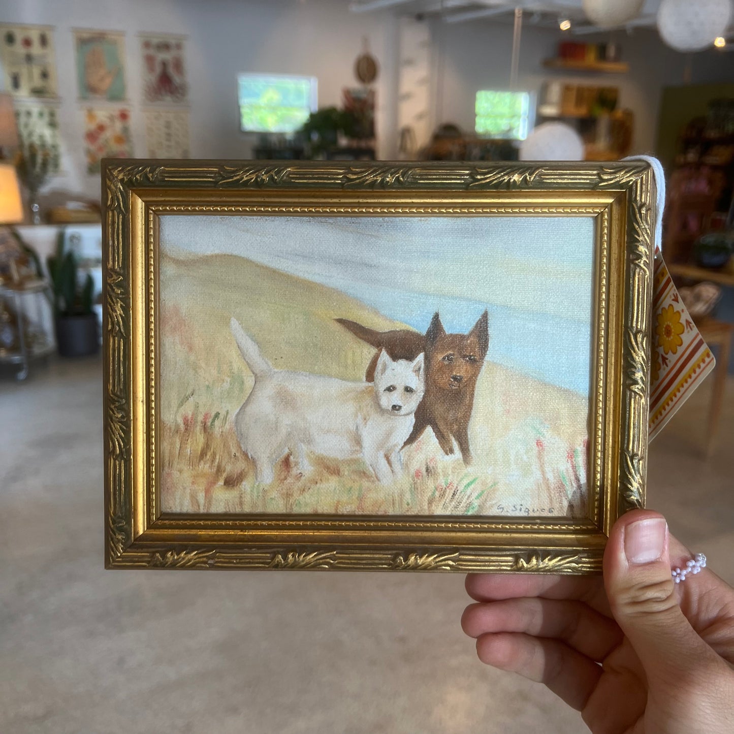 1995 Two Dogs Oil Painting