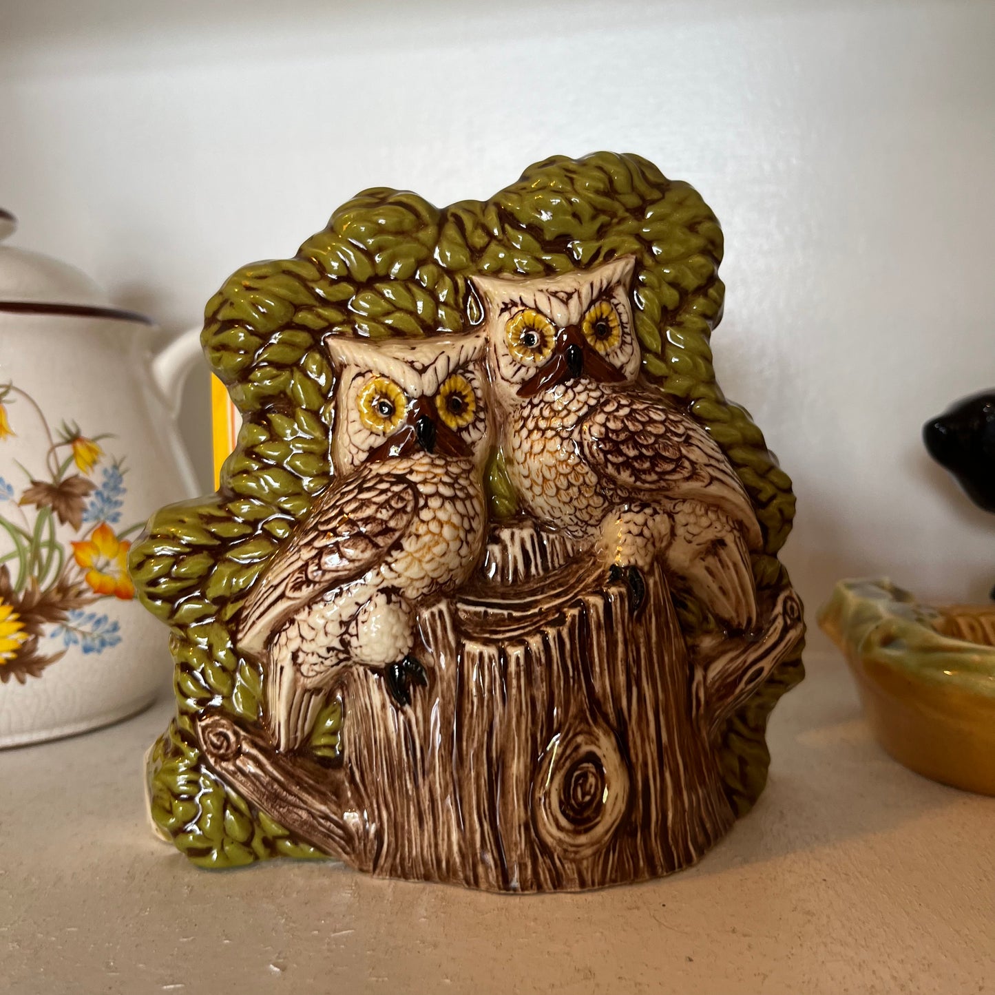 80s Ceramic Owl Napkin Holder