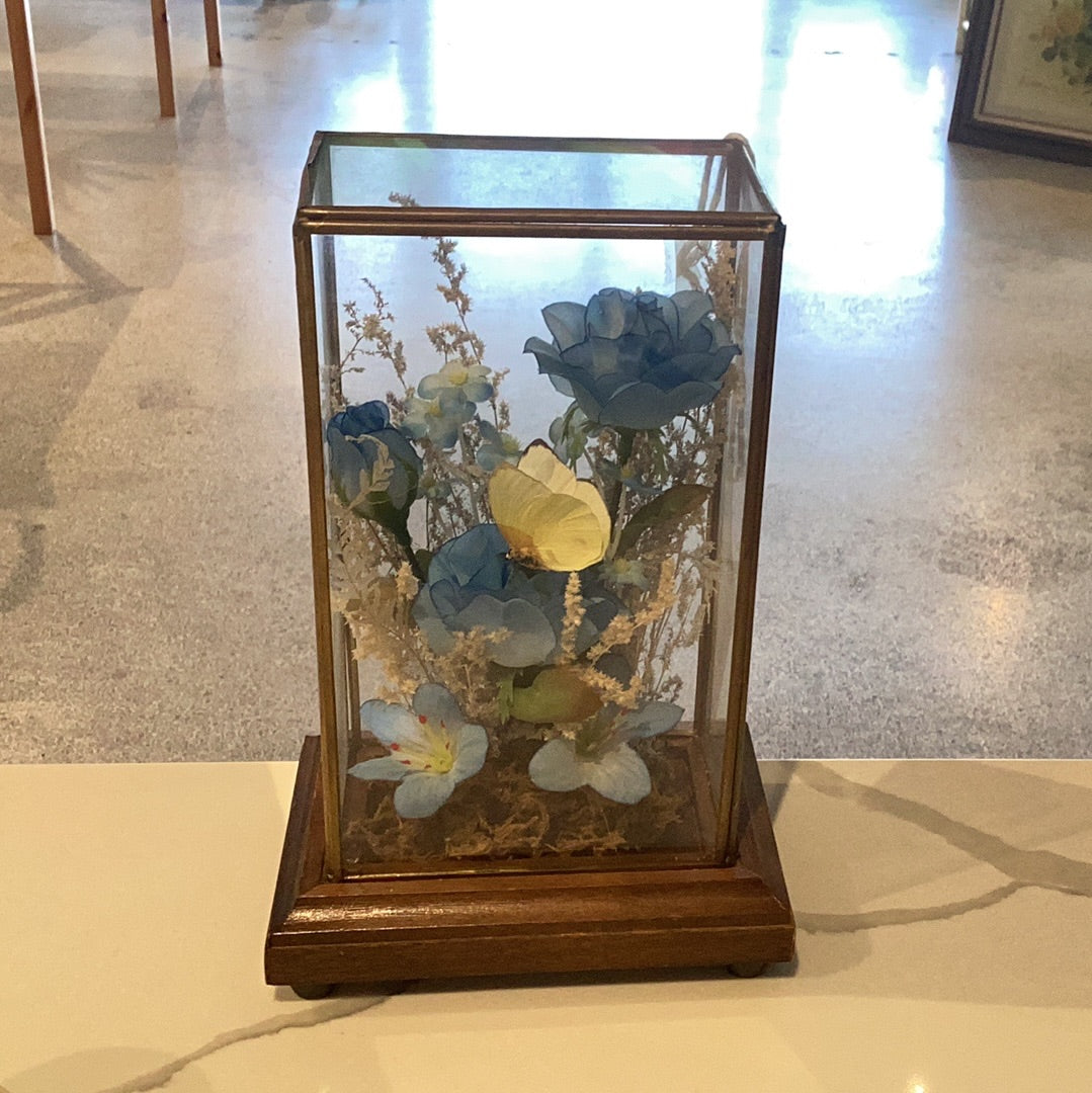 Glass & Brass Dried Flowers & Butterfly Terrarium