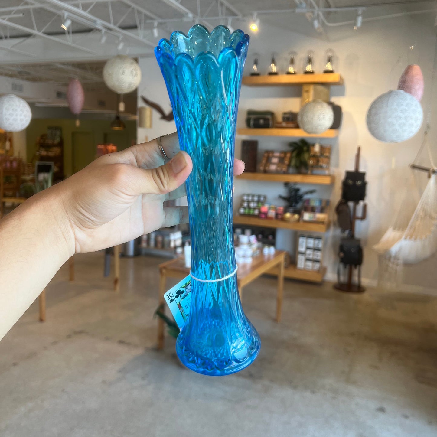 Blue Jefferson Glass Diamond Vase