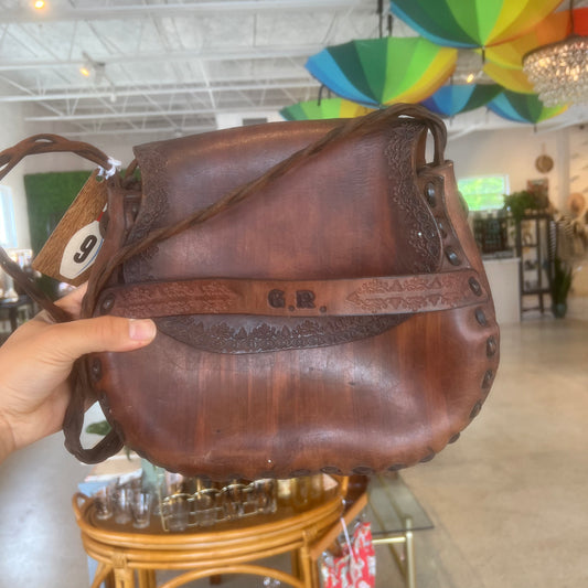 Brown Tooled Leather Purse