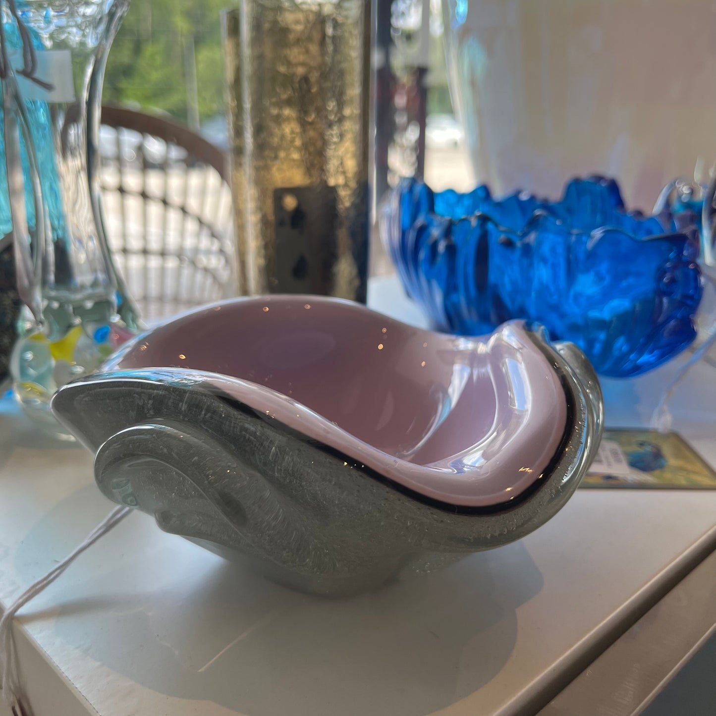 Lavender Art Glass Ashtray