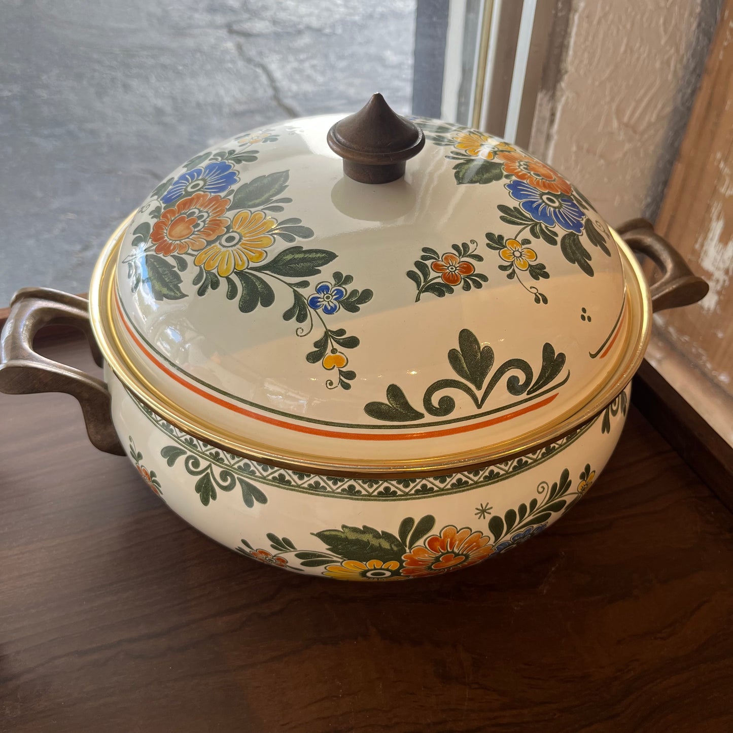 70s Asta Enamel And Brass Pot (Large)