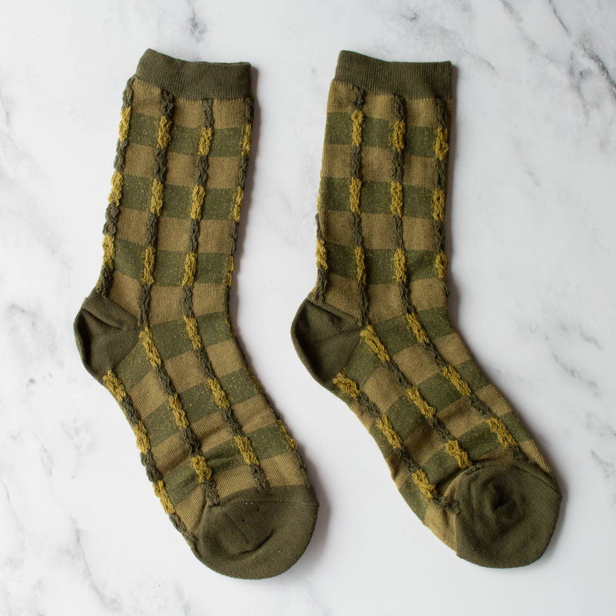 Vintage Twist Socks: Warm Olive