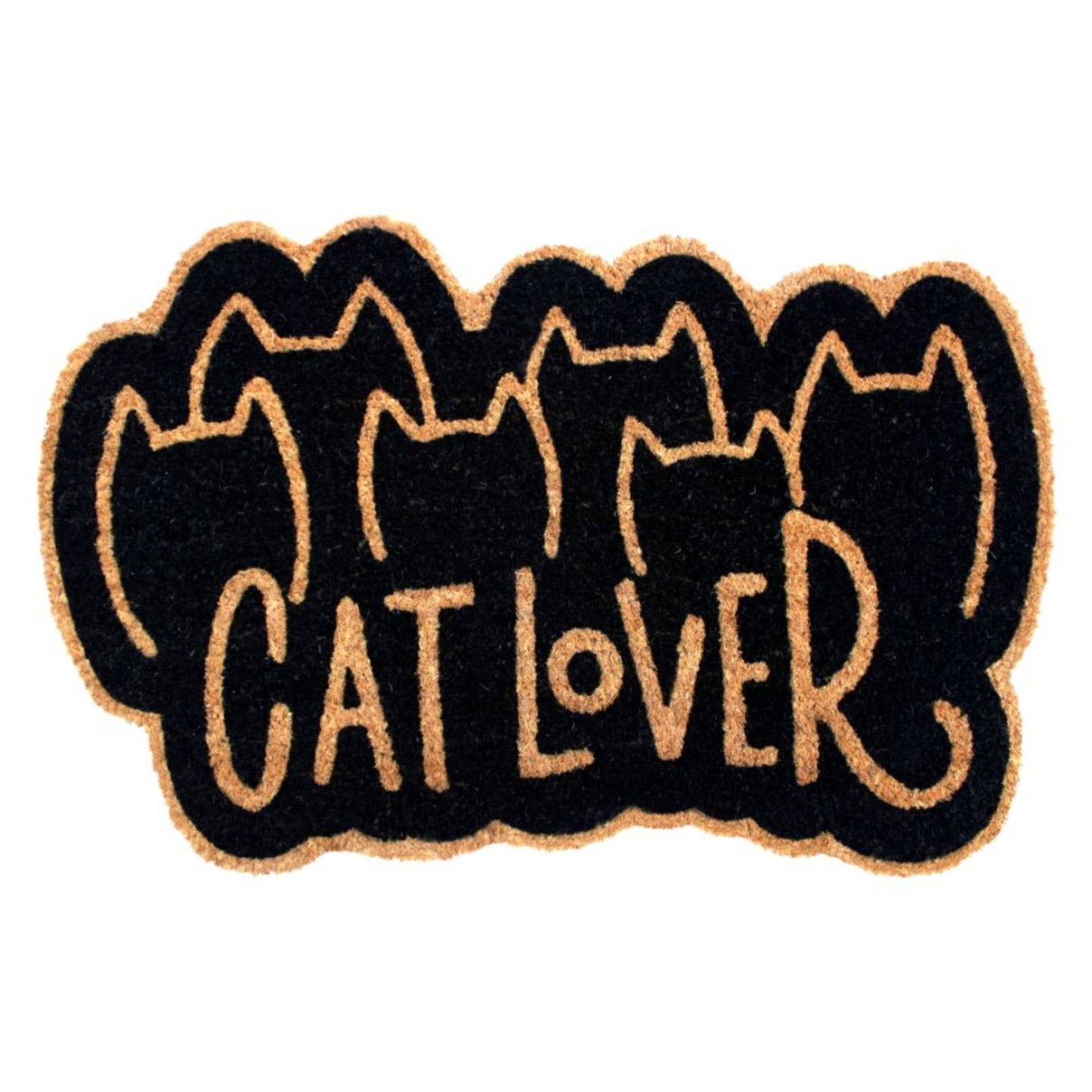 Black Cat Lover Coir Doormat, 16" x 24"