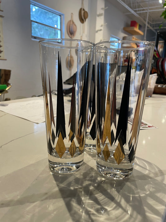 (3) Anchor Hocking Golden Peaks Bar Glasses