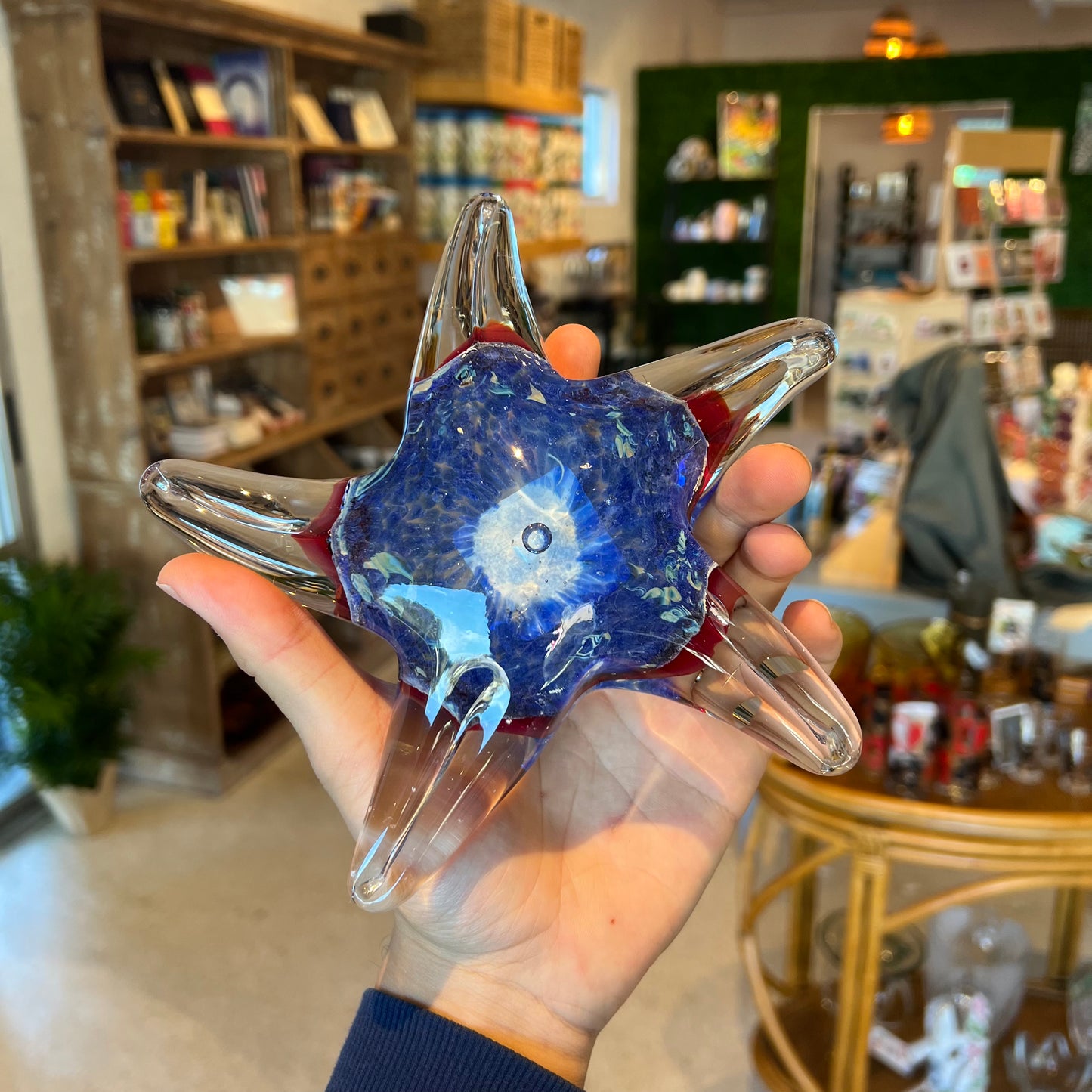 Blown glass blue starfish