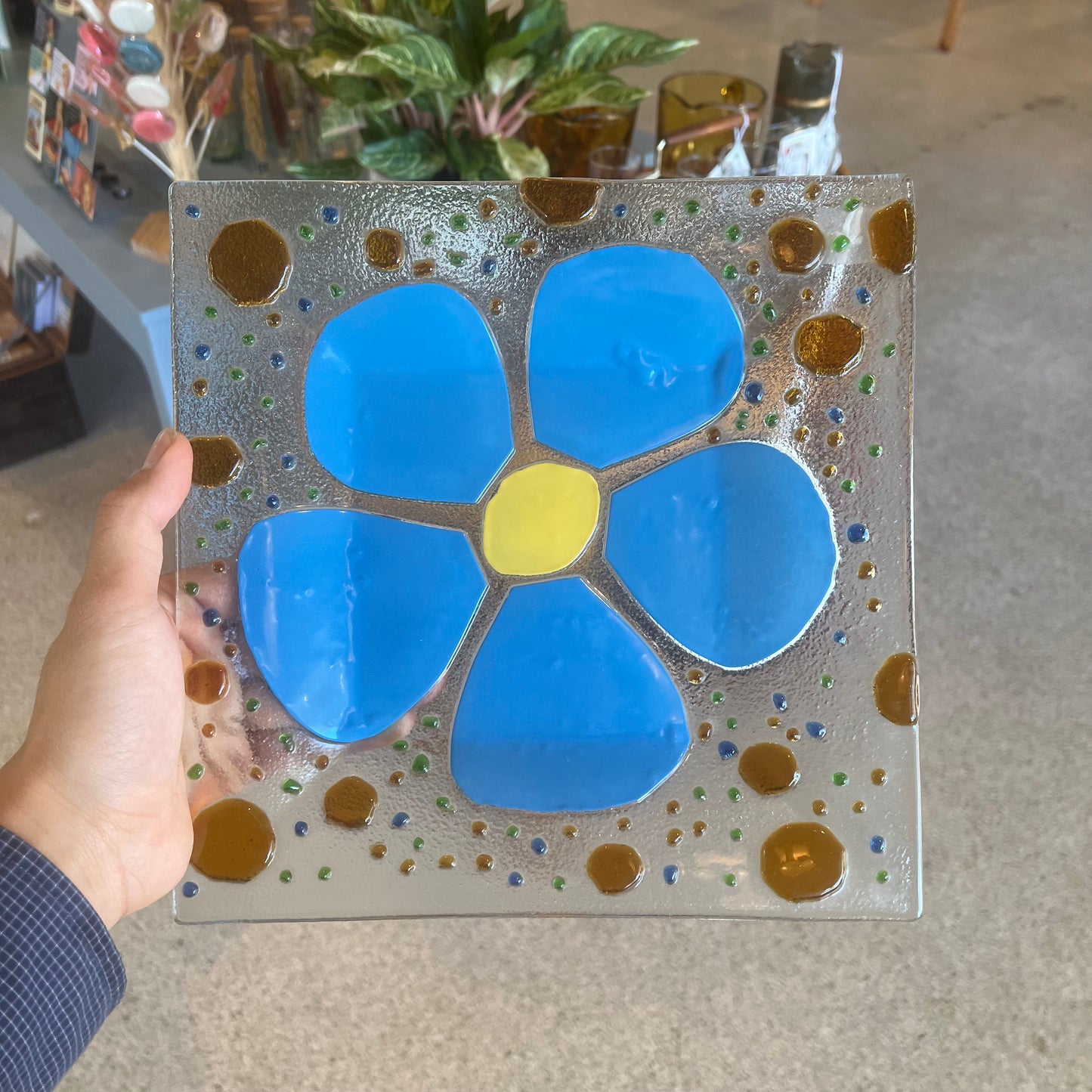 Fused Glass Floral Plate
